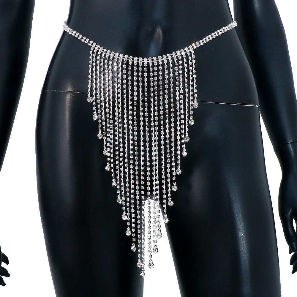 Women Crystal Body Chain Jewelry With Rhinestone Fringe Design